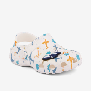 Dětské nazouváky clogsy Little Frog Bílé Airoplane Coqui
