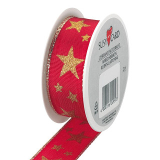 Stuha textilní, červeno-zlatá