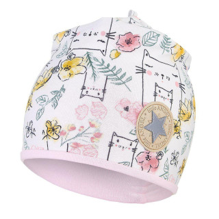 Čepice podšitá BIO Outlast® Natur kočky/růžová baby