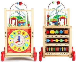 Derrson velká dřevěná motorická kostka chodítko 6v1