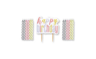 Set svíček - růžovo-zlatý Happy Birthday! 13 ks