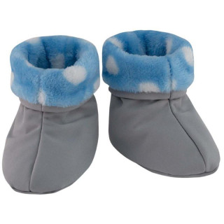 Capáčky softshell s chlupem Šedá modré puntíky