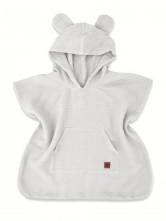 Dětské mušelínové pončo lux s kapucí Teddy rychleschnoucí šedé
