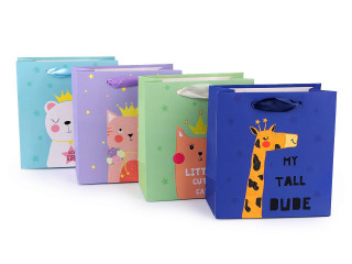 Dárková taška medvěd, kočka, žirafa 14 x 15 x 7 cm