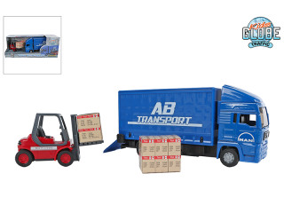 Traffic kamion MAN 17cm kov volný chod s paletovým vozíkem 10 cm Kids Globe 
