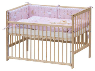 Postýlka 120 x 60 cm s kompletní výbavou Grisi - Růžová