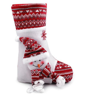 Mikulášská / vánoční punčocha 24x38 cm Sněhulák