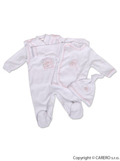 4-dílná soupravička 100% bavlna vel. 56 Růžovo-bílá 