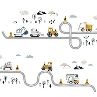 Nástěnné samolepky do dětského pokoje, Tractors on street Sipo