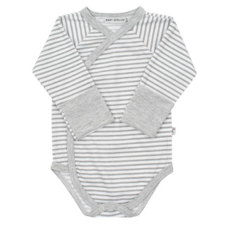 Celorozepínací body dl. rukáv s rukavičkami Šedo-bílé pruhy Baby Service