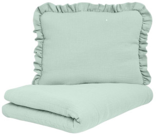 Mušelínové povlečení s volánkem 120 x 90 cm s výplní mátová Infantilo