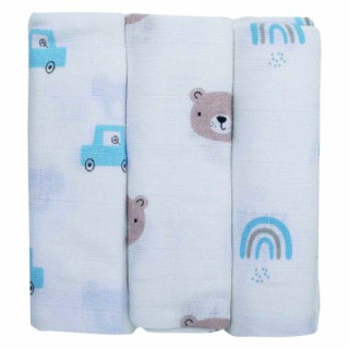 Bubaba Mušelínové látkové pleny 3 ks Teddy FreeON