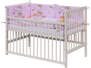 Dětská postýlka s kompletní výbavou 120 x 60 cm, mráček růžová Scarlett