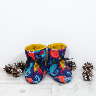 Softshellové botičky Bubulíni okrová Vel. 2 (5-12 měs.)