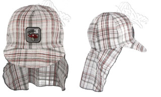 Letní kšiltovka pirát károvaná auto/fotbal hnědá