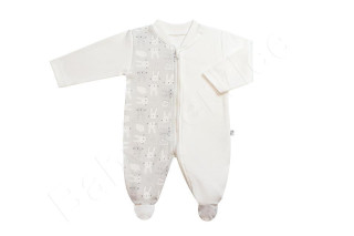 Bavlněný overal se zipem Zajíci Béžová Baby Service