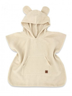 Dětské mušelínové pončo lux s kapucí Teddy rychleschnoucí béžové
