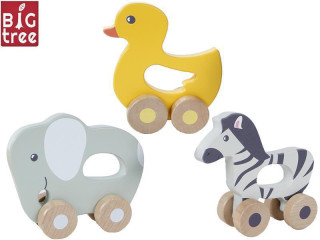 Big Tree zvířátka dřevěná na kolečkách 11-13 cm  