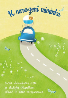 Přání do obálky Kočárek na autě - pro kluka