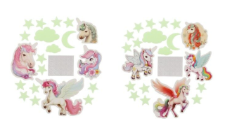 Jednorožci na zeď/stop svítící ve tmě