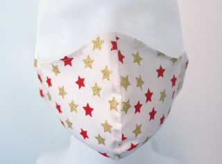 Látková respirační rouška - pro děti 7 - 12 let vánoční červená a zlatá