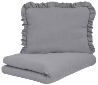 Mušelínové povlečení s volánkem 120 x 90 cm s výplní šedé Infantilo