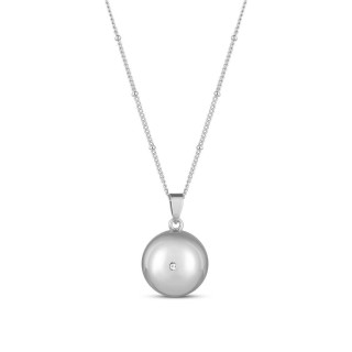 Těhotenský šperk bola Grace hladká stříbrná s bílým kamínkem + řetízek Moniel