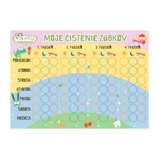 Motivační tabulka čištění zoubků s nálepkami