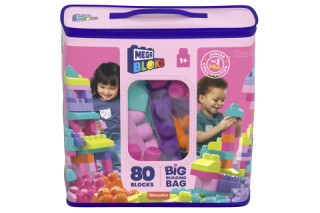 Mega Bloks velký pytel kostek - růžový (80 ks)