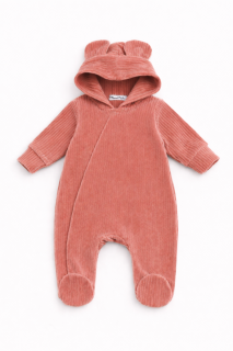 Kojenecký manchesterový overalek Teddy - pudrově růžová 