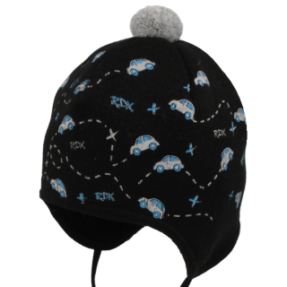 Vázací čepice s bambulí Auta Tm. modrá RDX 