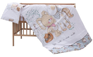 Dětská postýlka přírodní s kompletní výbavou 120 x 60 cm Subra Scarlett