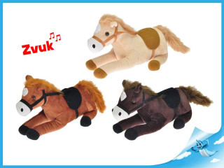 Kůň plyšový 25cm ležící na baterie se zvukem
