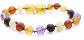 Jantarový náramek pro děti proti bolesti multicolor s ametystem