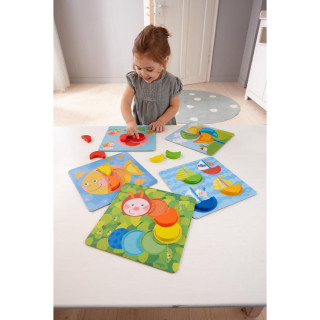 Dřevěná hračka přiřazování a vkládání barev Duhové měsíce Haba