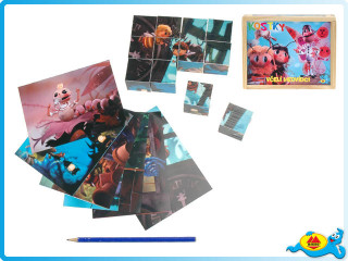 Kubus (kostky) dřevěné - Příběhy včelích medvídků (foto) II 12ks v krabičce