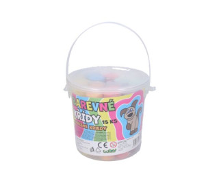 Křídy barevné na chodník velké 15ks v plastovém kbelíku