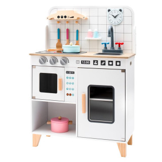 Dětská dřevěná kuchyňka s vybavením Montessori bílá Baby Mix