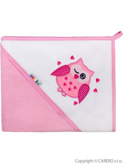 Dětská osuška 80x80 Akuku růžová se sovou