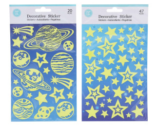 Nálepky svítící ve tmě hvězdy a planety