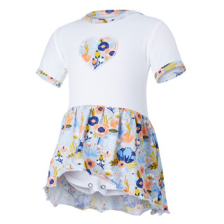 Body šaty tenké KR set Outlast® - bílá/sv.šedá kvítí