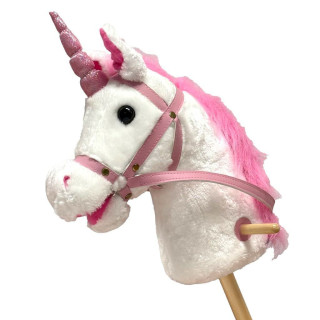 Hobby horse unicorn se zvukem a kolečky Nia Baby Mix white