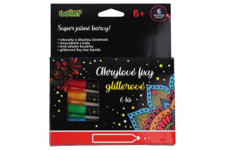 Akrylové fixy glitter 6 ks