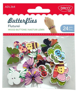 Dřevěné dekorativní knoflíky 24 ks
