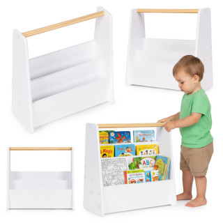 Dětský Montessori bílý regál na knihy, knihovnička a organizér, 3 police 