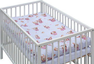 Dětská postýlka s kompletní výbavou bílá 120 x 60 cm Králíček růžový Scarlett