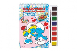 Omalovánky Šmoulové s vodovými barvami a štětcem