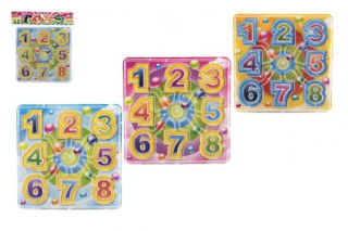 Hlavolam kuličky s čísly plast 13x13cm