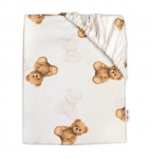 Bavlněné prostěradlo do postýlky 120 x 60 cm Míša, bílé s potiskem Baby Nellys