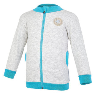 Mikina hřejivá rozepínací Šedý melír/tyrkys